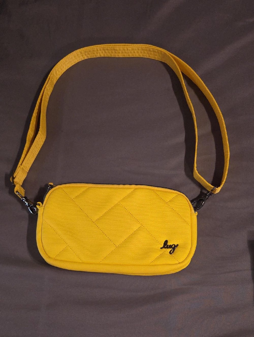 lug Yellow Quilted Crossbody Bag with Detachable Strap NEVER USED!